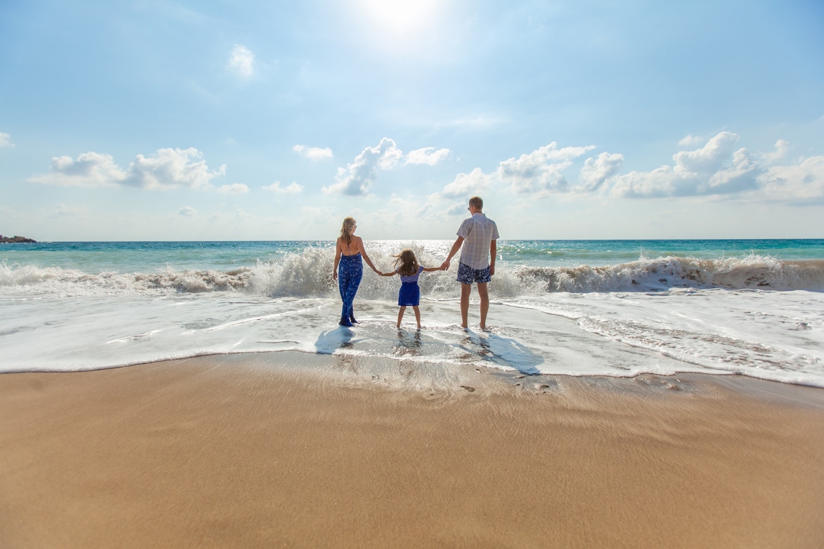 family on the beach