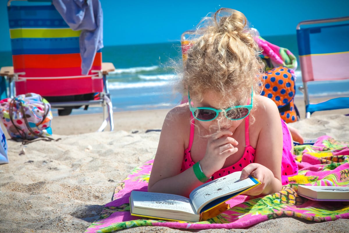 girl studying in summer